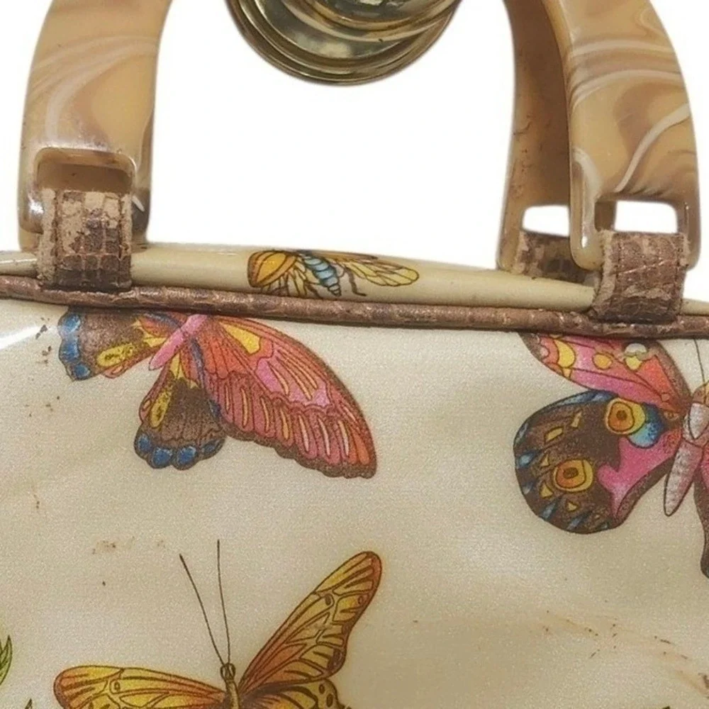 Vintage‎ Y2K Cris Notti Butterfly Print Train Case Vanity Bag W/ Magnetic Pouch